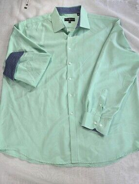 Society Of Threads Men's Mint Dress Shirt with Contrast Trim Office Business